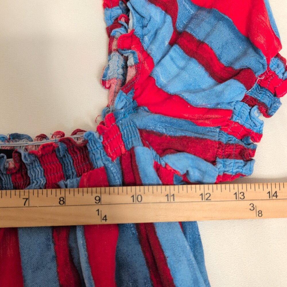 Pomander Place Red & Blue Striped Puff Sleeve Mini Dress - Picture 7 of 10